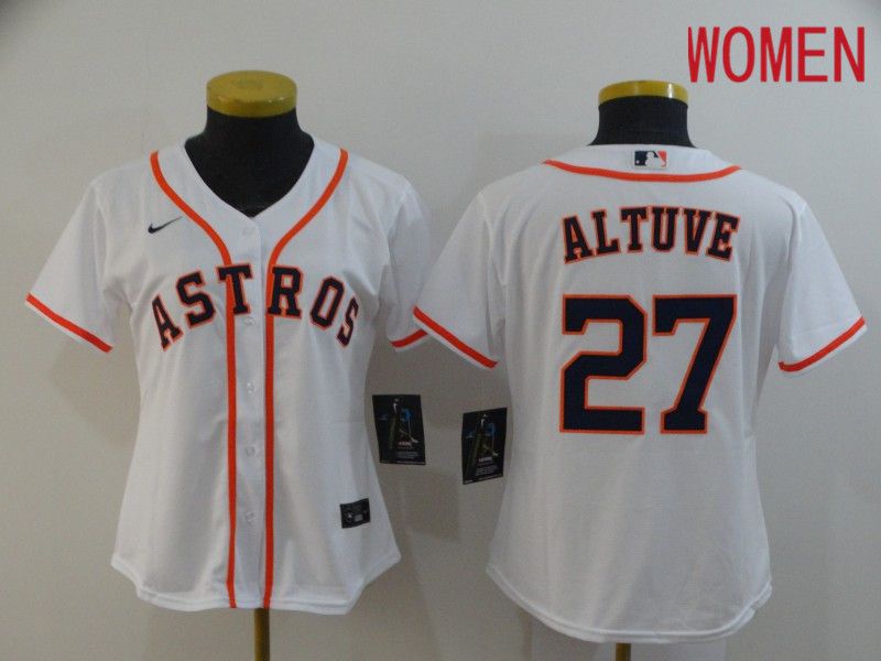 Women Houston Astros 27 Altuve White Nike Game MLB Jerseys